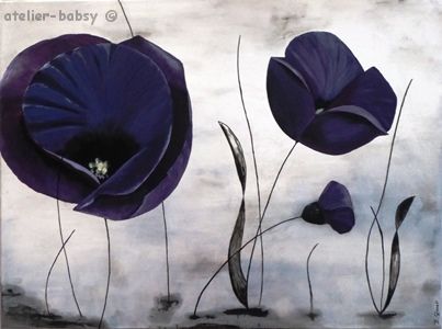 Violet flowers II. Filigrane Schönheiten, im halbabstraken Stil, auf Leinwand gemalt.