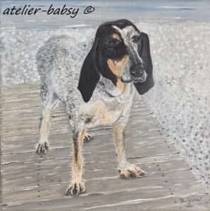 Lonny. Auf Wunsch von Freunden habe ich Ihren Hund gemalt. Mein erstes Hundegemälde mit Acrylfarben auf Leinwand. 30 x 30cm